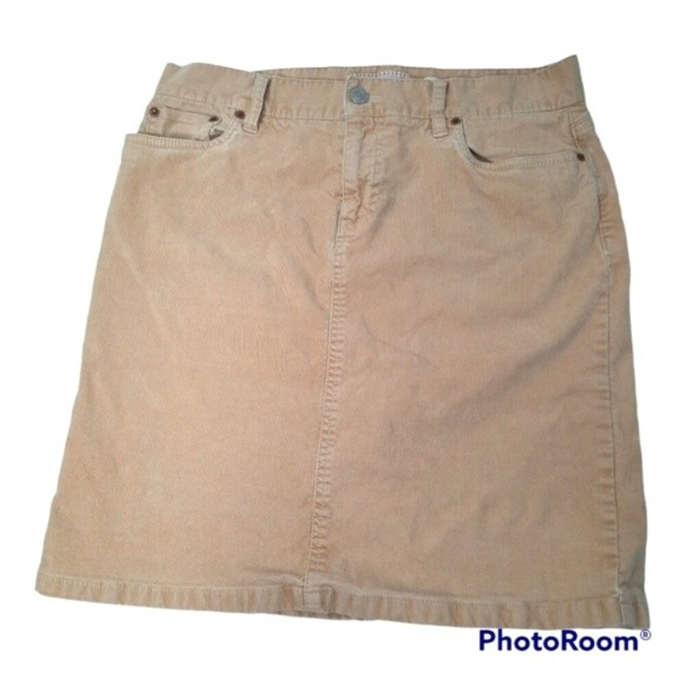 Old Navy Y2K Tan Corduroy Stretch Pencil Skirt Vintage Size 8
